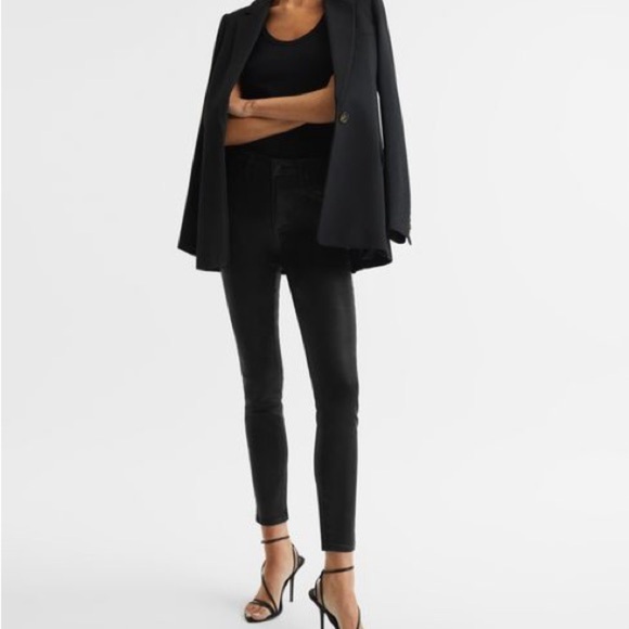 ZARA Premium Denim Black Coated Skinny Jeans Stretch Slim Fit Ankle Length Sz 4 - Picture 14 of 16